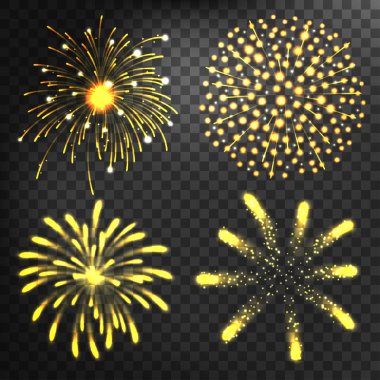 Havai fişek farklı şekillerde renkli festival vektör.