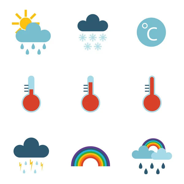 Ensemble d'icônes météo de prévision climatique vecteur . — Image vectorielle