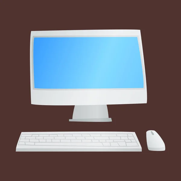 Desktop-Computer-Technologie isoliert Symbol Telekommunikationsgeräte Metall PC-Monitor Rahmen moderne Büro-Netzwerk elektronische Gerät Raum Vektor Illustration. — Stockvektor