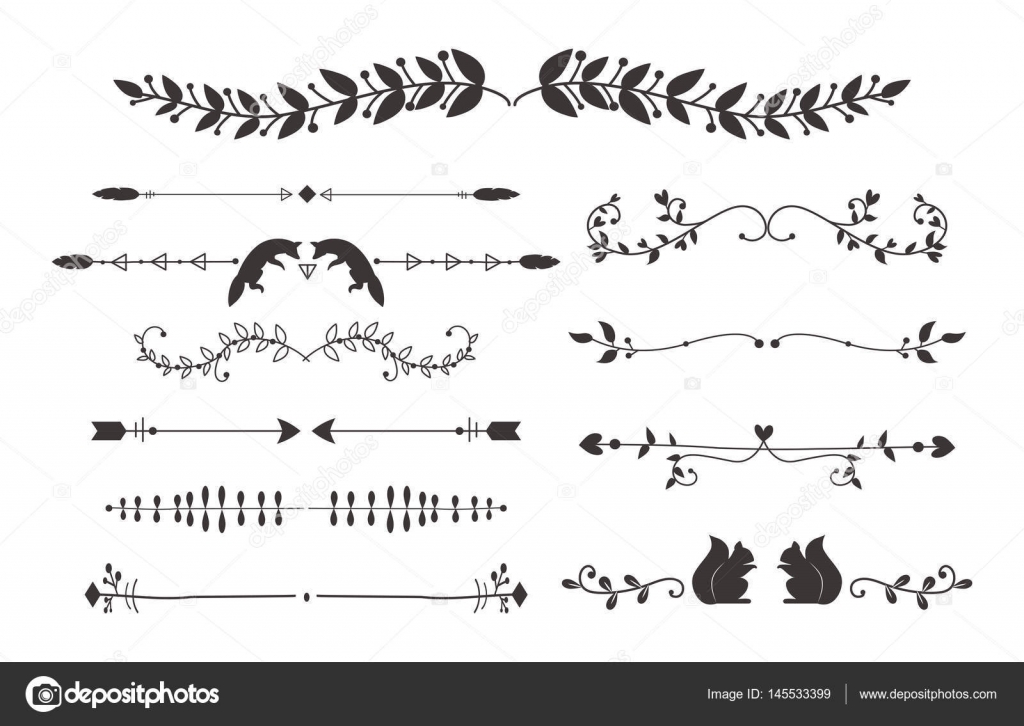 Collection of vector dividers calligraphic style vintage border