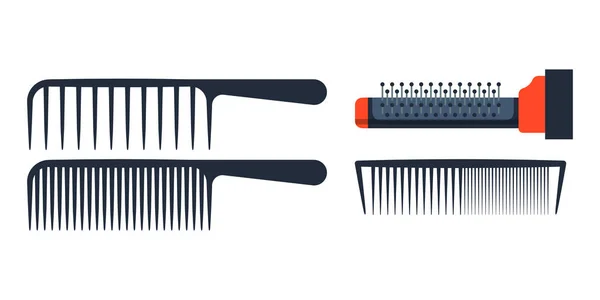 Moda profissional pente ícone estilo cabeleireiro cuidados equipamentos e barbearia escova de cabelo plana aliciamento curl forma vetor ilustração . —  Vetores de Stock