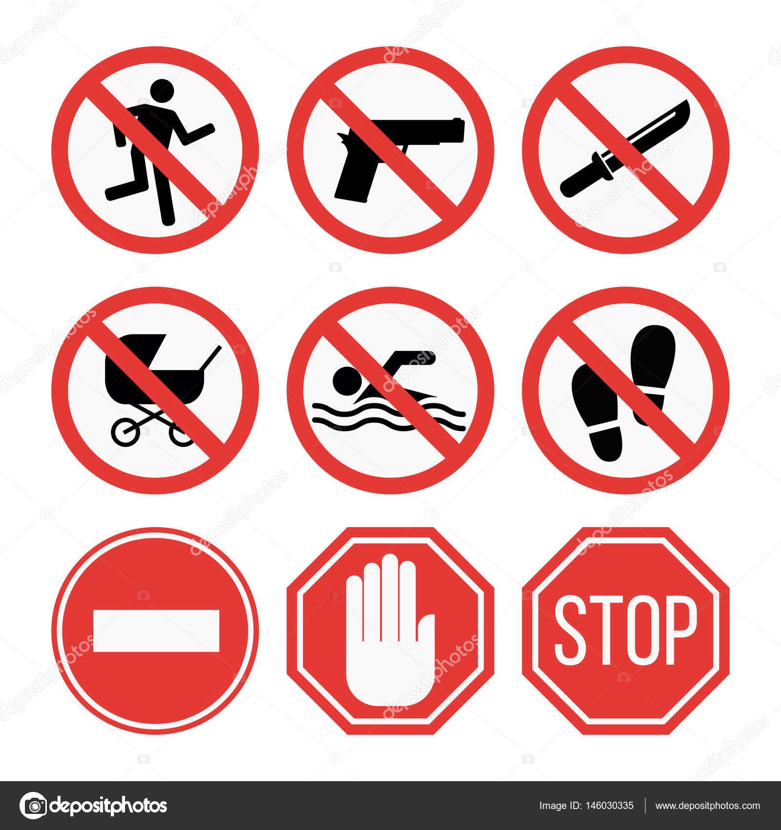 forbidden sign - prohibition signs - vector set Stock Vector