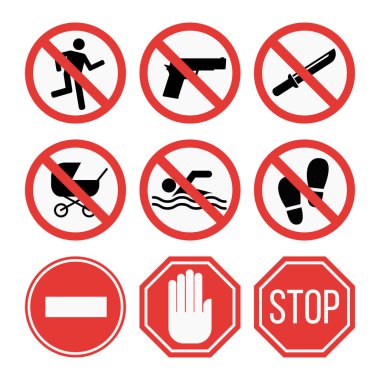 Prohibition signs set safety information vector illustration. clipart