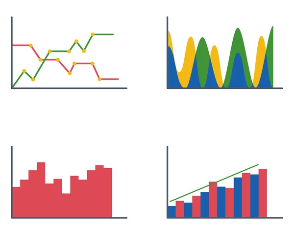 Üzleti adatok grafikonon analytics elemek kördiagramok diagramok és lapos ikon infographics design elszigetelt bemutató jelentés információt vektoros illusztráció. — Stock Vector