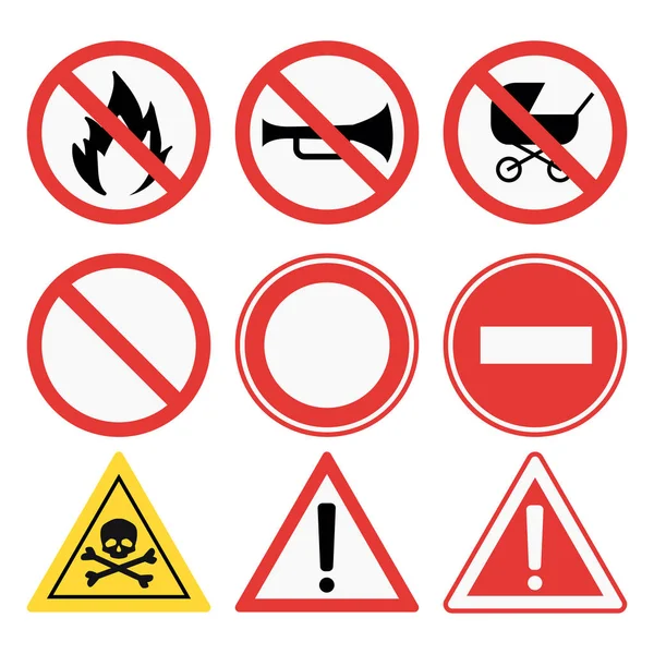 Panneaux d'interdiction mis illustration vectorielle d'information de sécurité . — Image vectorielle