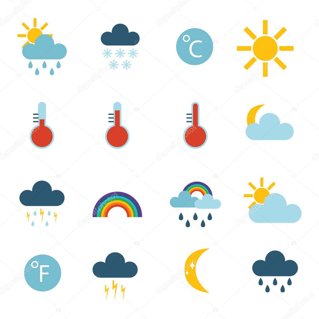 Set of climate forecast weather icons vector.
