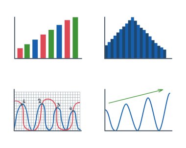 Tasarım iş veri grafiği analytics öğeleri bar pasta grafikler diyagramları ve düz simgesi infographics izole sunum rapor bilgi vektör çizim.