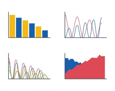 Tasarım iş veri grafiği analytics öğeleri bar pasta grafikler diyagramları ve düz simgesi infographics izole sunum rapor bilgi vektör çizim.