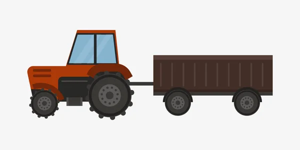 Agricultura maquinaria agrícola industrial maquinaria de granja tractor combinar y remolque maquinaria rural maíz coche cosechadora rueda vector ilustración . — Vector de stock
