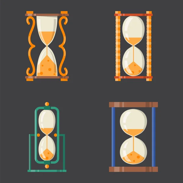 Sandglass icon time flat design history second old object and sand clock hourglass timer hour minute watch countdown flow measure vector illustration. —  Vetores de Stock