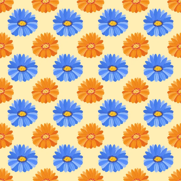 Dibujado a mano flor sin costuras fondo de pantalla patrón con Gerbera decoración ornamento de impresión y el arte gráfico floral naturaleza dibujo vector ilustración . — Archivo Imágenes Vectoriales