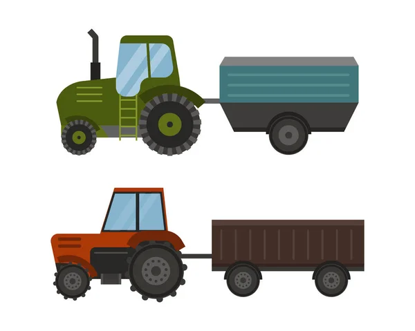 Landwirtschaft industrielle landwirtschaftliche Geräte Maschinen Traktor Mähdrescher und Bagger ländliche Maschinen Mais Auto Ernte Rad Vektor Illustration. — Stockvektor