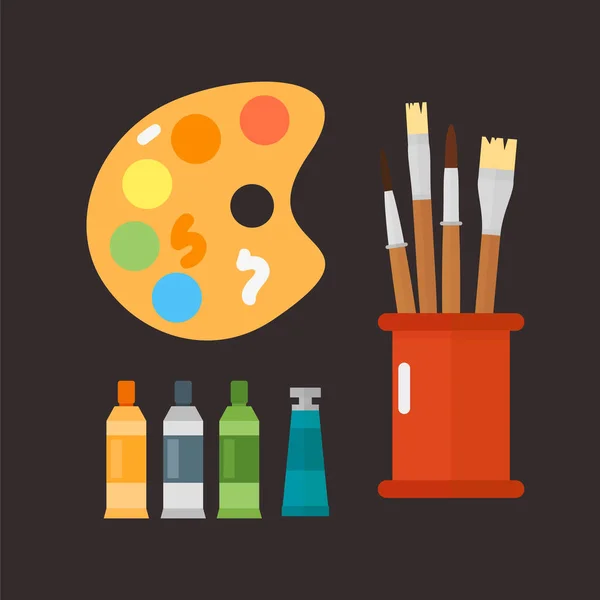 Multicolor akvarell färg kryssrutan vektorillustration ritning utbildning skolan och hobby verktyg kreativitet färgstark palett utrustning till containrar. — Stock vektor