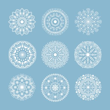 Kına dövme mehndi çiçek şablon doodle süs dantel dekoratif unsur ve Hint tasarım desen desenli Arabesk mhendi süsleme vektör.