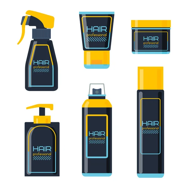 Gel espuma o líquido dispensador de jabón bomba de plástico champú para el cabello botella diseño e higiene saludable perfumado loción tratamiento crema vector ilustración . — Vector de stock