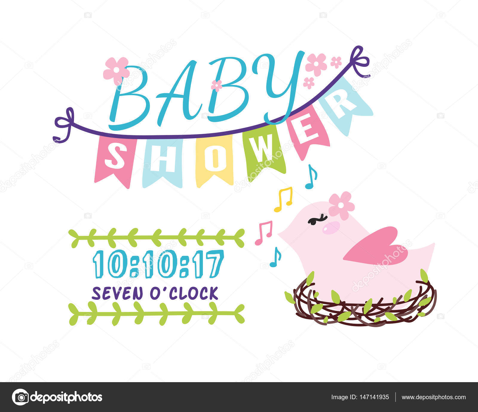 Bebé ducha placa madres feliz día logotipo pájaro rosado pegatina sello