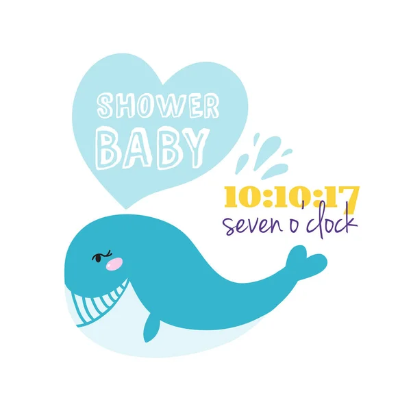 Baby shower badge happy mothers day insignias blue whale sticker stamp icon frame and card design doodle vintage hand drawn element vector illustration. — Stockvector