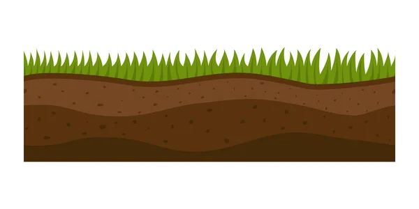Cross section ground slice isolated some piece nature outdoor ecology underground and freestanding render garden natural geologist earth vector illustration. — Stock Vector