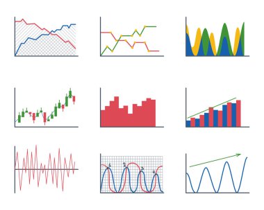 Tasarım iş veri grafiği analytics öğeleri bar pasta grafikler diyagramları ve düz simgesi infographics izole sunum rapor bilgi vektör çizim.