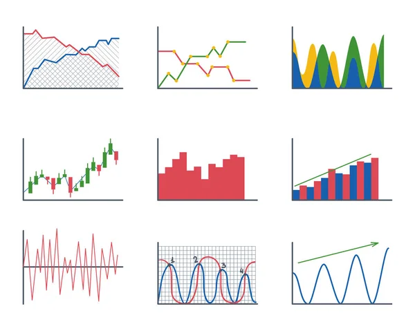 Dati aziendali grafici analitici elementi grafici a torta diagrammi e icona piatta infografica design presentazione isolata relazione informazioni vettoriale illustrazione . — Vettoriale Stock