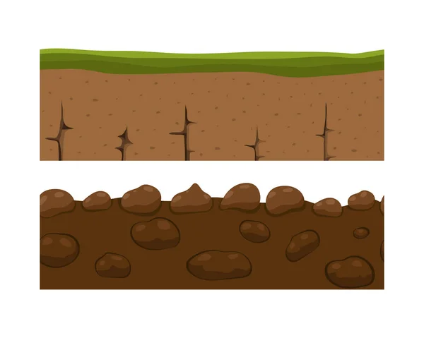 Coupe transversale coupe de sol isolé un morceau nature écologie extérieure souterrain et autoportant rendre jardin géologue naturel terre vecteur illustration . — Image vectorielle