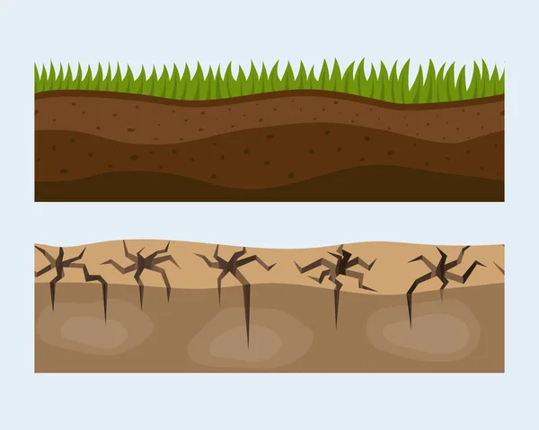 Tvärsnittet marken slice isolerade vissa bit natur utomhus ekologi underground och fristående render trädgård naturliga geolog jorden vektorillustration. — Stock vektor