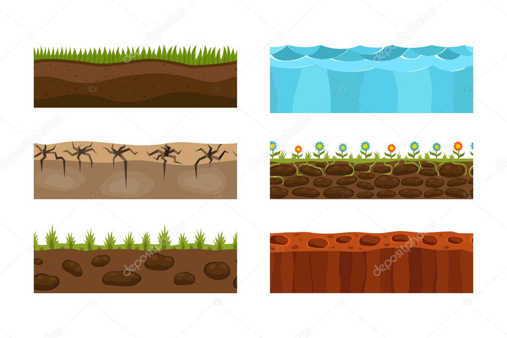 Cross section ground slice isolated some piece nature outdoor ecology underground and freestanding render garden natural geologist earth vector illustration.
