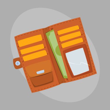 Çanta cüzdan para vektör ICO için alışveriş satın iş finansal ödeme çanta ve Aksesuar nesne trendy para servet vektör çizim ile.