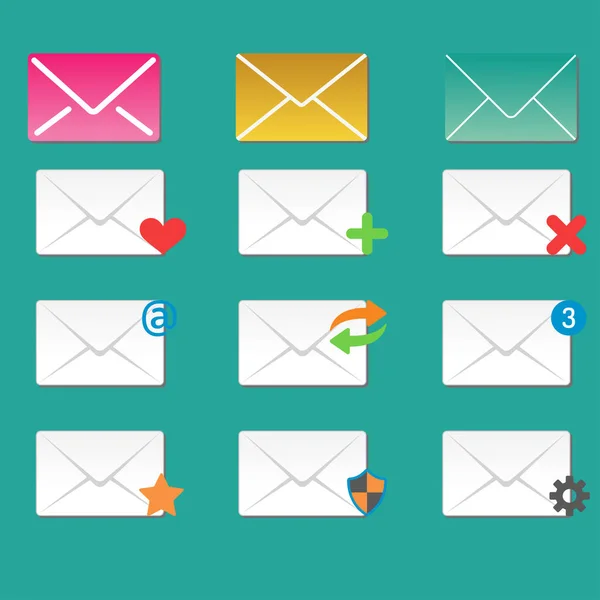 E-Mail Umschlag Abdeckung Icons Kommunikation und Büro Korrespondenz leer Abdeckung Adresse Design Papier leere Karte Geschäft Schreiben Nachricht Vektor Illustration. — Stockvektor