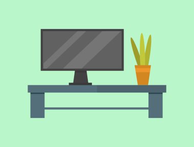 Tv odası tablo düz vektör izole.