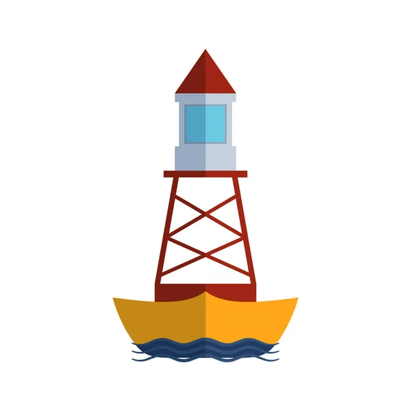 Мультфільм плоский маяк прожектор вежа для морського навігаційного наведення світла Векторні ілюстрації . — стоковий вектор