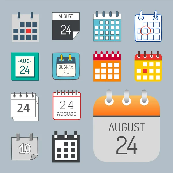 Vektor Kalender Web-Icons Büro Veranstalter Business Grafik Papier Plan Termin und Piktogramm Erinnerung Element für Veranstaltung Besprechung oder Termin Illustration. — Stockvektor