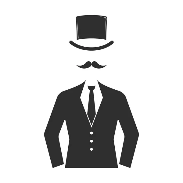 Vintage style design hipster gentleman vector illustration black silhouette design mustache element. — Stock Vector