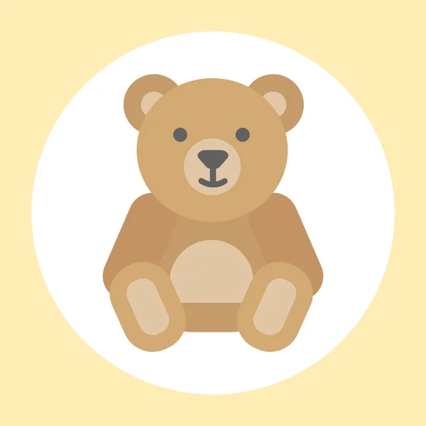 Regalo juguete osito de peluche icono bebé dibujos animados carácter vector ilustración marrón saludo aislado — Archivo Imágenes Vectoriales