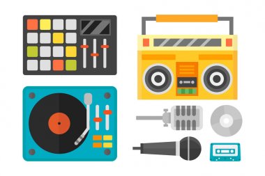 Yaratıcı modern müzik aleti kavramı MIDI denize indirmek ekipman vektör çizim.