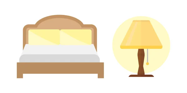 Sueño iconos cama conjunto lámpara vector ilustración conjunto colección siesta icono relajarse hora de acostarse — Vector de stock