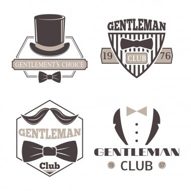 Vintage tarzı tasarım hipster beyefendi vektör çizim rozeti siyah siluet öğesi.