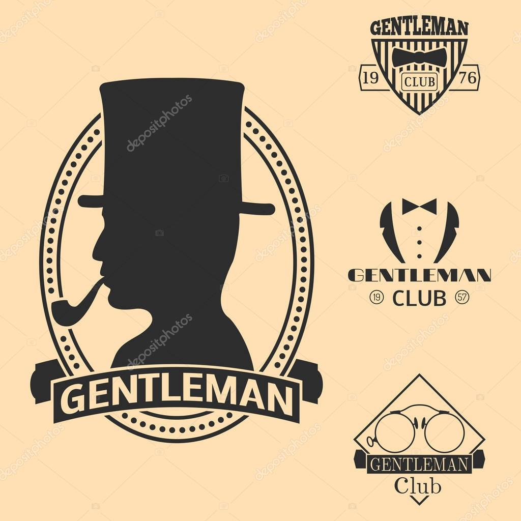 Vintage style design hipster gentleman logo vector illustration badge antique graphic design mustache element. Premium quality man shop stamp classic black silhouette fashion moustache barber sign.