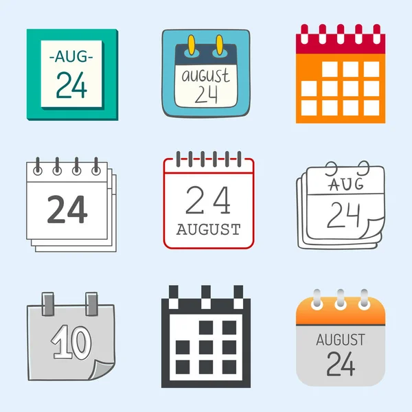 Vektor Kalender Web-Icons Büro Veranstalter Business Grafik Papier Plan Termin und Piktogramm Erinnerung Element für Veranstaltung Besprechung oder Termin Illustration. — Stockvektor