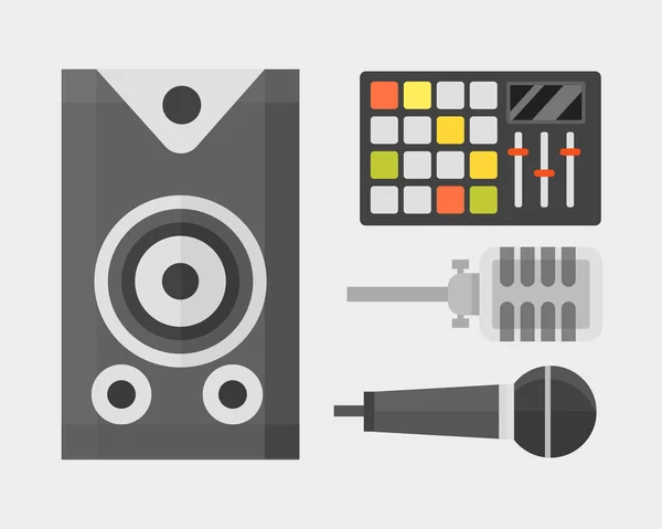 Acoustic musical speaker audio equipment musical technology and loudspeaker tool stereo vector illustration. — Stock Vector