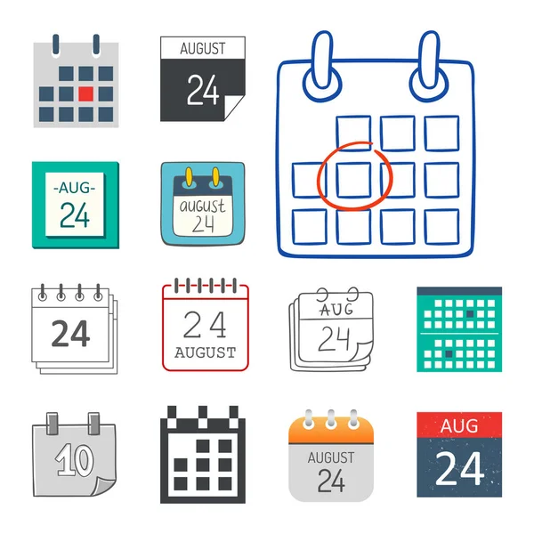 Vektor kalender web ikoner office arrangör business grafiskt papper plan utnämning och piktogram påminnelse element för händelse möte eller tidsfristen illustration. — Stock vektor
