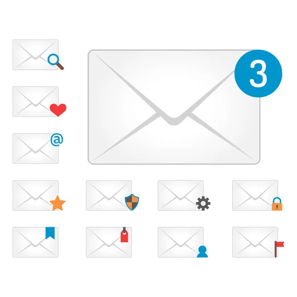 E-Mail Umschlag Abdeckung Icons Kommunikation und Büro Korrespondenz leer Abdeckung Adresse Design Papier leere Karte Geschäft Schreiben Nachricht Vektor Illustration. — Stockvektor