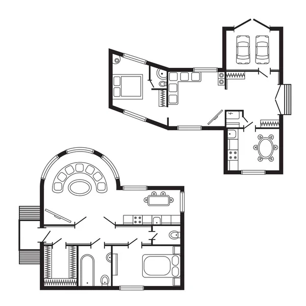 Moderno proyecto de dibujo de diseño de muebles y construcción de interiores de diseño arquitectónico de oficina — Archivo Imágenes Vectoriales