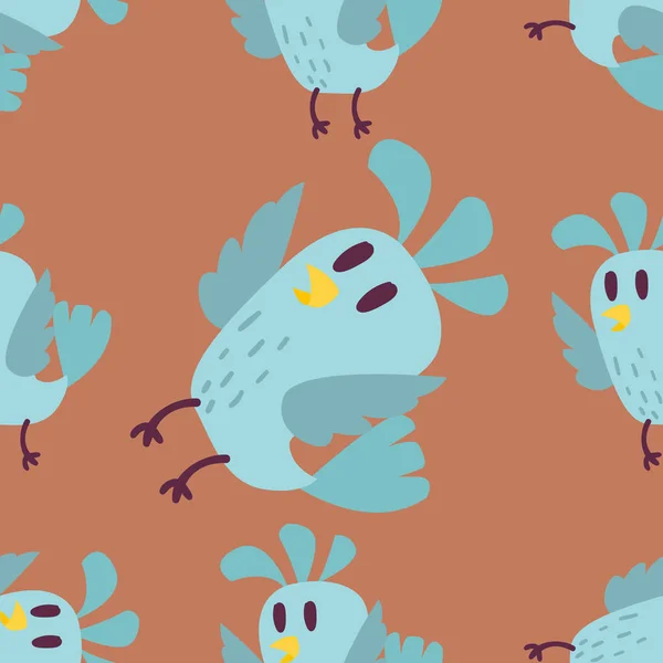 Aranyos madarak varrat nélküli mintát vektoros illusztráció színes rajzfilm — Stock Vector