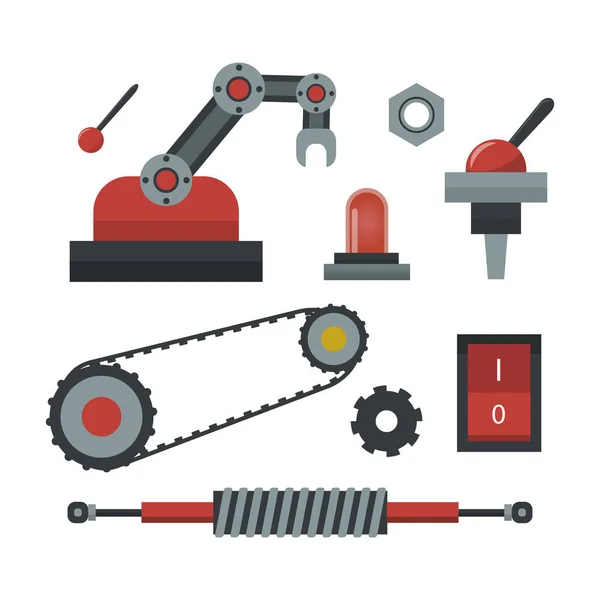 Parte de la maquinaria de fabricación detalle de trabajo equipo mecánico industria vector ilustración . — Vector de stock
