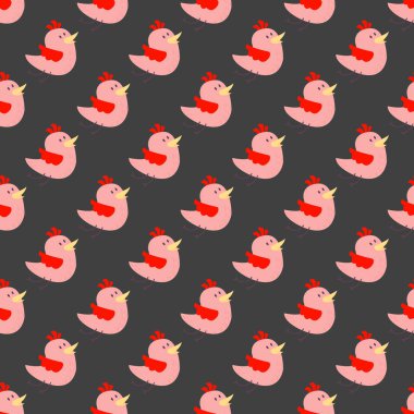 Sevimli kuş Dikişsiz desen vektör çizim karikatür renkli