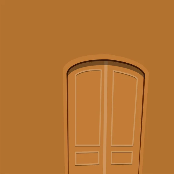 Brown door front to house and building flat design style background vector illustration modern new decoration open elegant room lock. — Stock Vector