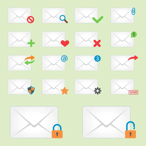 Cobertura de envelope de e-mail ícones de comunicação e correspondência de escritório endereço de cobertura em branco papel de design cartão vazio negócio escrever mensagem vetor ilustração . —  Vetores de Stock