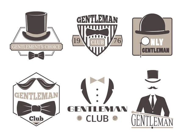 Vintage style design hipster gentleman vector illustration badge black silhouette element. — Stock Vector