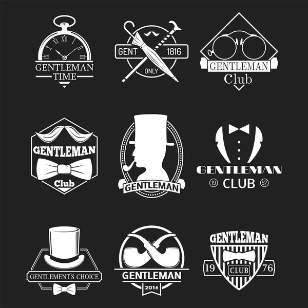 Vintage style design hipster gentleman vector illustration badge black silhouette element. — Stock Vector